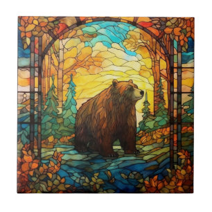 Stained Glass Bear Tile