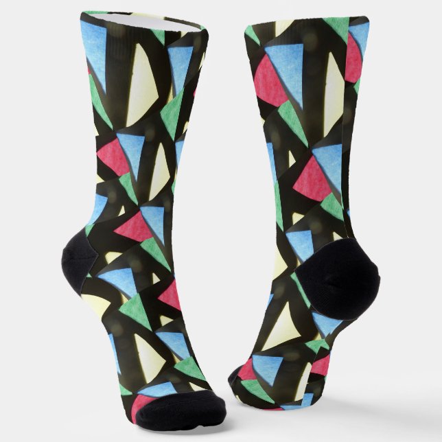 Stained Glass Big Pattern Christmas Crew Socks (Angled)