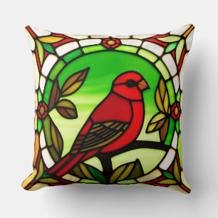 🐦 Stained Glass Bird Throw Pillow Nature Decor 🌿