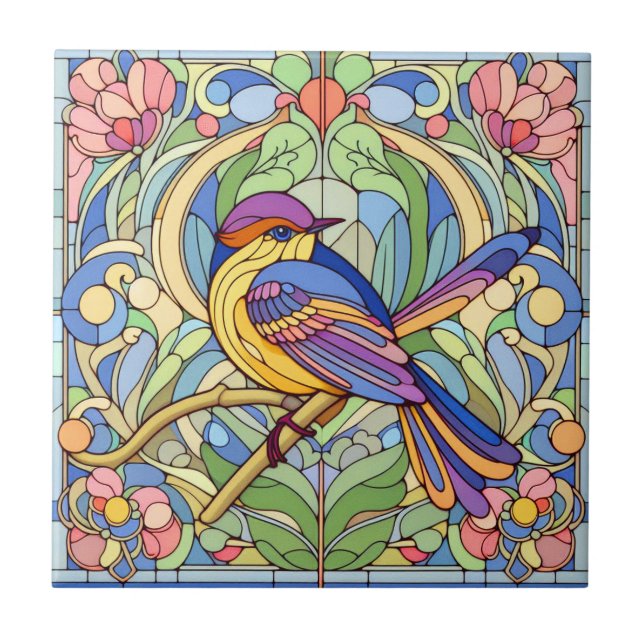 Stained Glass Bird Tile (Front)