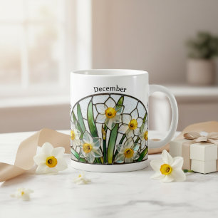 Stained Glass Birth Flower December Narcissus   Coffee Mug
