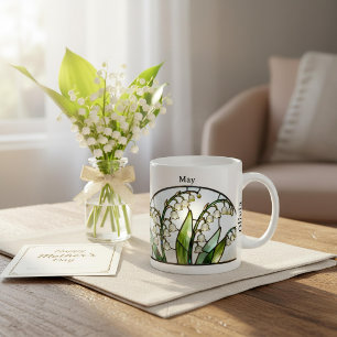 Stained Glass Birth Flower May Lily of the Valley Coffee Mug