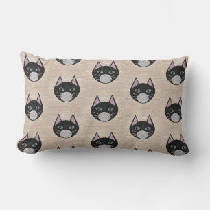 Stained Glass Black Cat, Beige Lumbar Pillow
