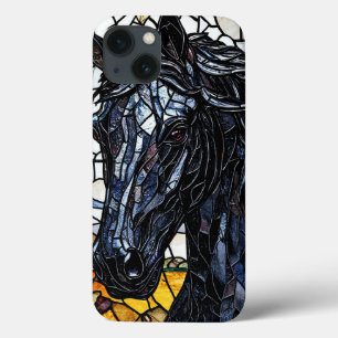 Stained Glass Black Horse Elegance ✨ iPhone 13 Case