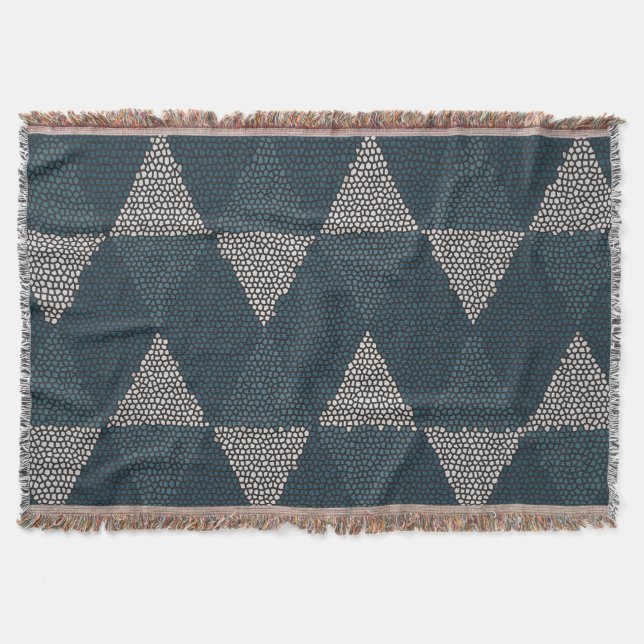 Stained Glass Blue Diamond Throw Blanket (Front)