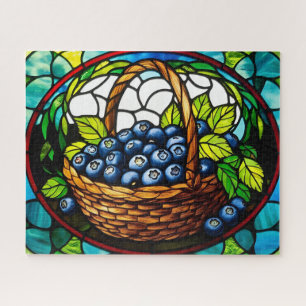 Stained Glass Blueberry Basket  Jigsaw Puzzle