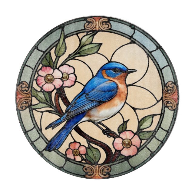 Stained Glass Bluebird Cutting Board (Front)