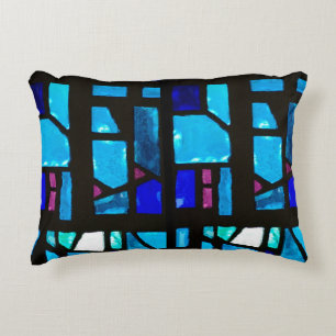 Stained Glass Blues Accent Pillow