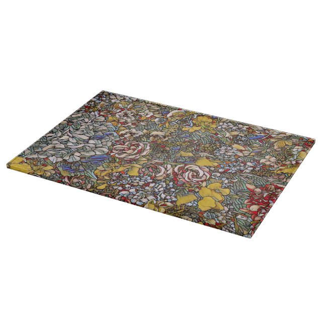 Stained Glass Botanical Floral Cutting Board (Corner)