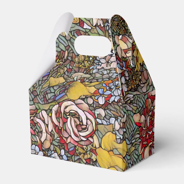 Stained Glass Botanical Floral Favor Box (Front Side)