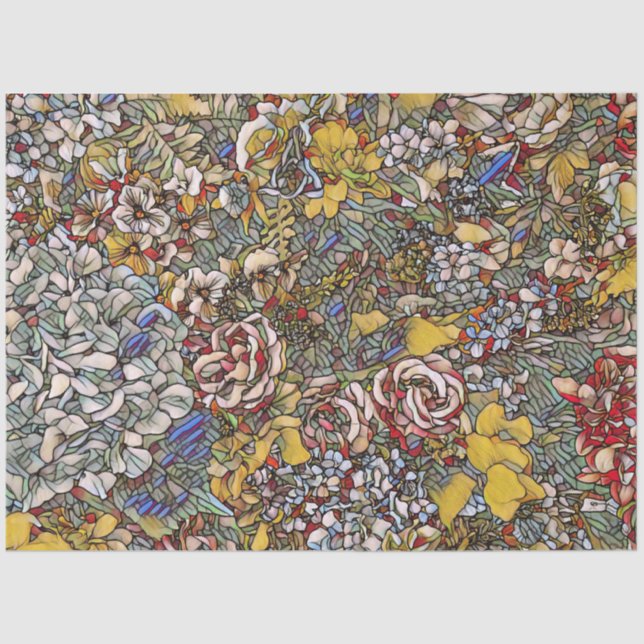 Stained Glass Botanical Floral Tissue Paper (Front)