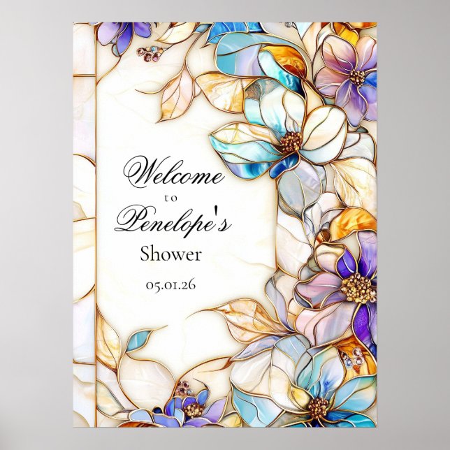 Stained Glass Bridal Shower Welcome Sign (Front)