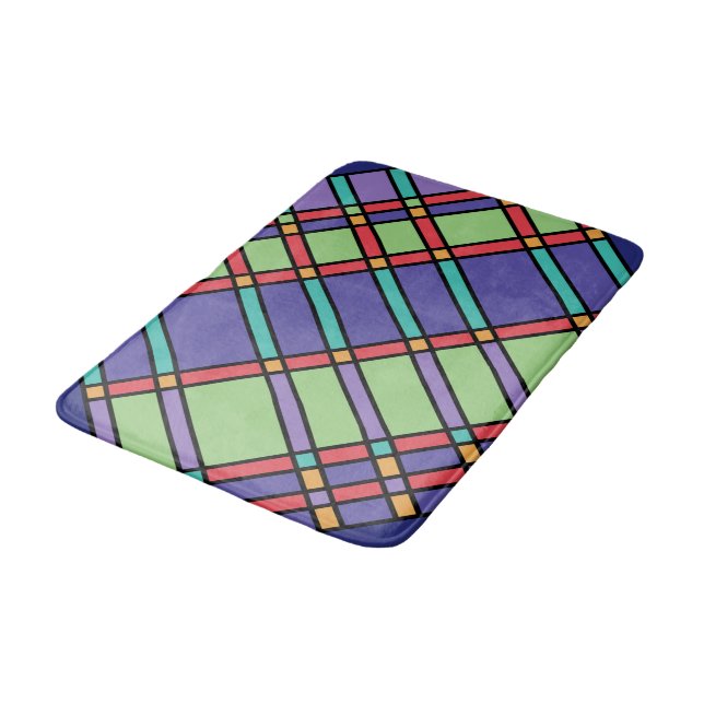 Stained Glass Bright Colours Bath Mat (Angled)