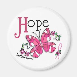 Stained Glass Butterfly 1 Breast Cancer Magnet