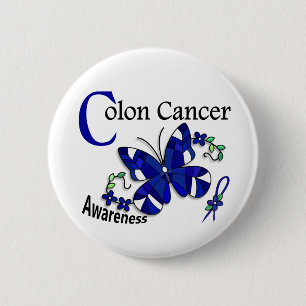 Stained Glass Butterfly 2 Colon Cancer 2 Inch Round Button