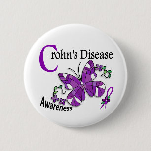 Stained Glass Butterfly 2 Crohn's Disease Inch Round Button