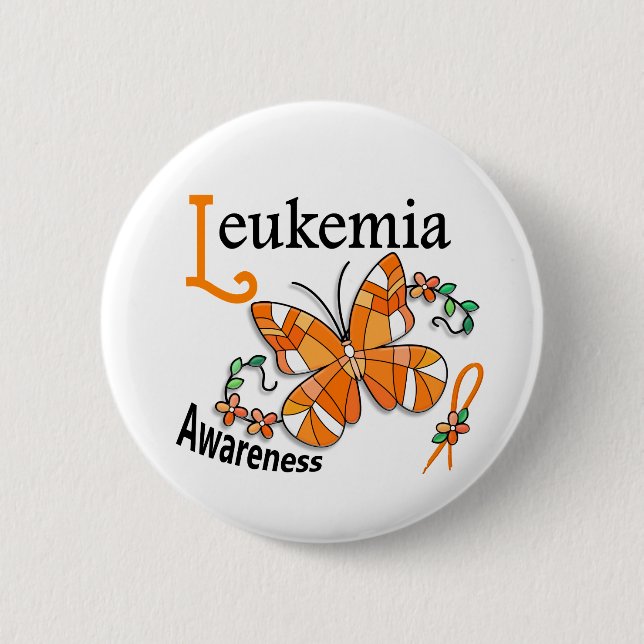 Stained Glass Butterfly 2 Leukaemia 2 Inch Round Button (Front)