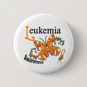 Stained Glass Butterfly 2 Leukaemia Inch Round Button