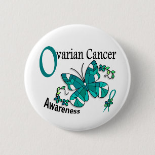 Stained Glass Butterfly 2 Ovarian Cancer Inch Round Button