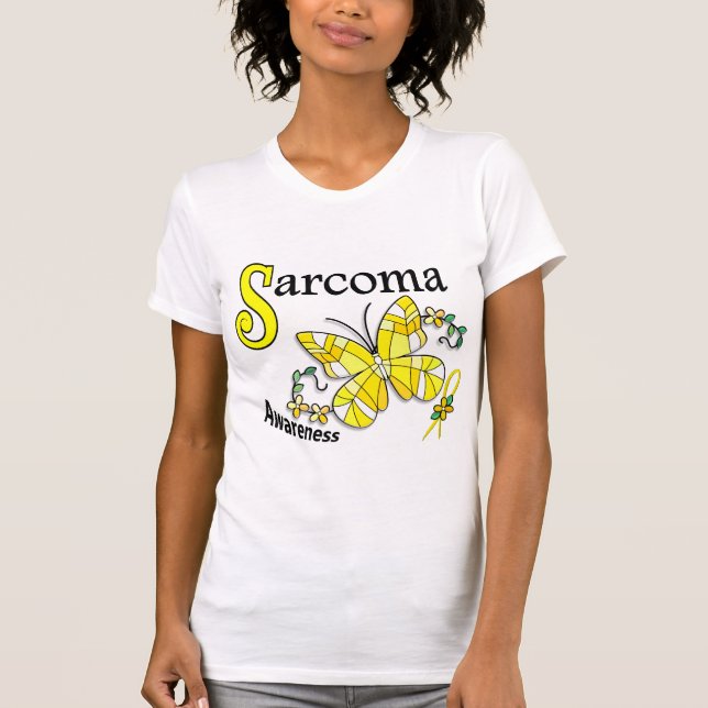 Stained Glass Butterfly 2 Sarcoma T-Shirt (Front)