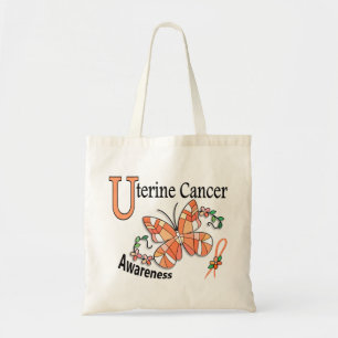 Stained Glass Butterfly 2 Uterine Cancer Tote Bag