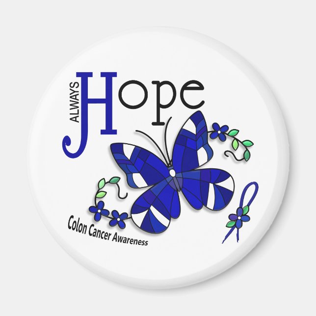 Stained Glass Butterfly Colon Cancer Magnet (Front)