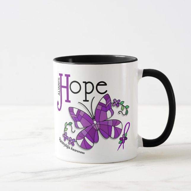 Stained Glass Butterfly Fibromyalgia Mug (Right)