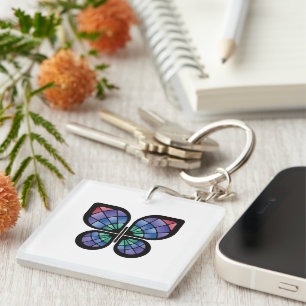 Stained Glass Butterfly Keychain