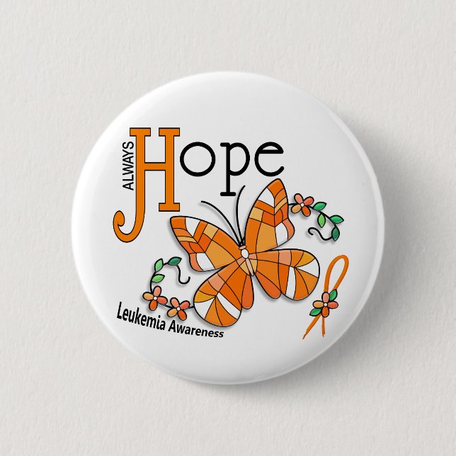 Stained Glass Butterfly Leukaemia 2 Inch Round Button (Front)