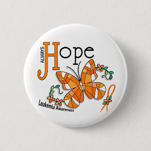 Stained Glass Butterfly Leukaemia 2 Inch Round Button