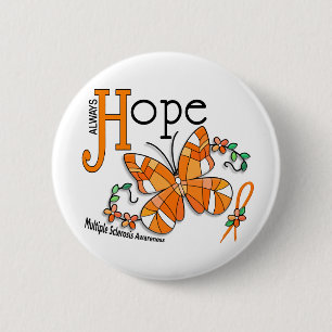 Stained Glass Butterfly Multiple Sclerosis 2 Inch Round Button