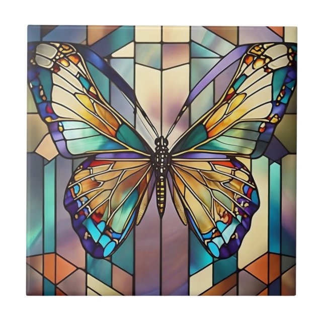 Stained Glass Butterfly Tile (Front)