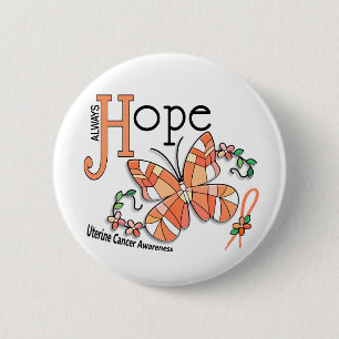 Stained Glass Butterfly Uterine Cancer 2 Inch Round Button
