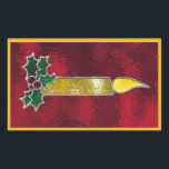 Stained glass candle sticker<br><div class="desc">A decorative digitally created design for this Christmas rectangle sticker</div>