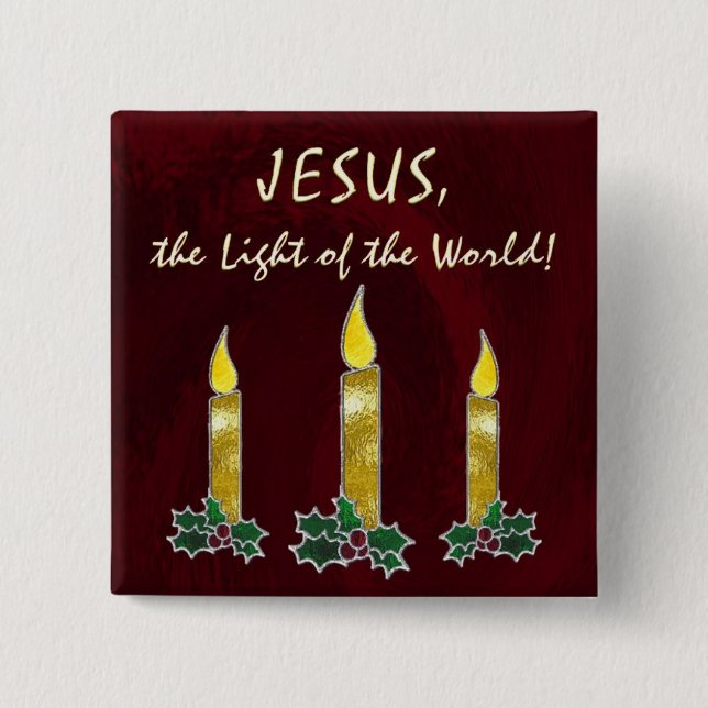 Stained glass candles 2 inch square button (Front)