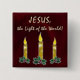 Stained glass candles 2 inch square button