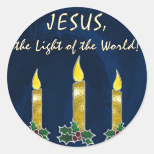 Stained glass candles classic round sticker