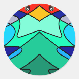 Stained Glass Cardinal Abstract Design Classic Round Sticker