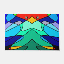 Stained Glass Cardinal Abstract Design