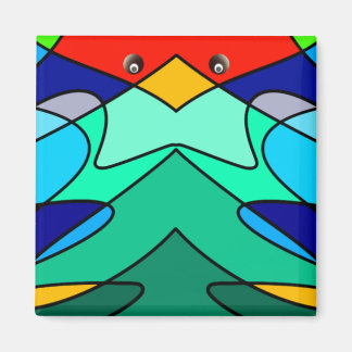 Stained Glass Cardinal Abstract Design Magnet