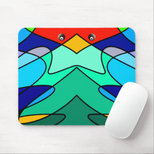 Stained Glass Cardinal Abstract Design Mouse Pad