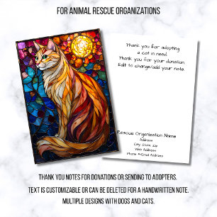 Stained Glass Cat Animal Rescue Organization  Thank You Card