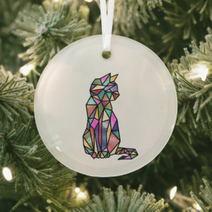 Stained glass cat ornament