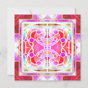  Stained Glass Cathedral Window in Pink and Orange Invitation