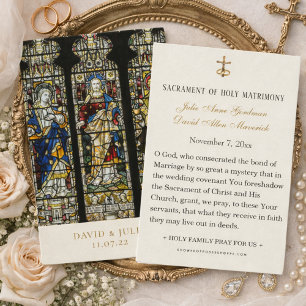 Stained Glass Catholic Wedding Prayer Card