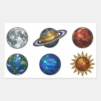 Stained Glass Celestial Planets Sticker Set