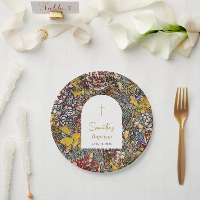 Stained Glass Christening Baptism Favour Paper Plate (Wedding)