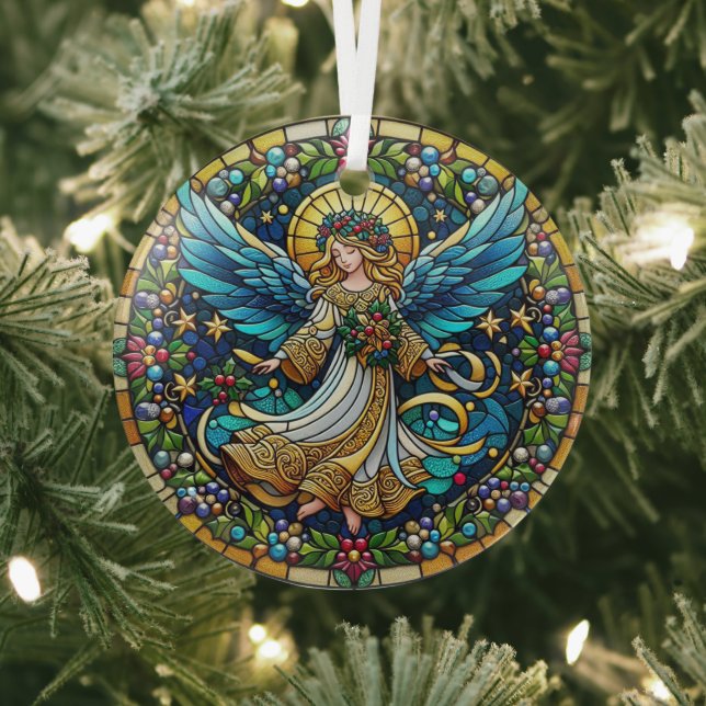 Stained Glass Christmas Angel Glass Ornament (Insitu)