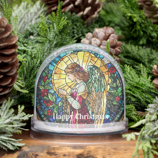 Stained Glass Christmas Angel Snowglobe