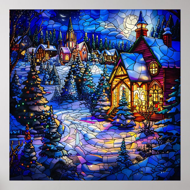 Stained Glass Christmas Art Poster (Front)